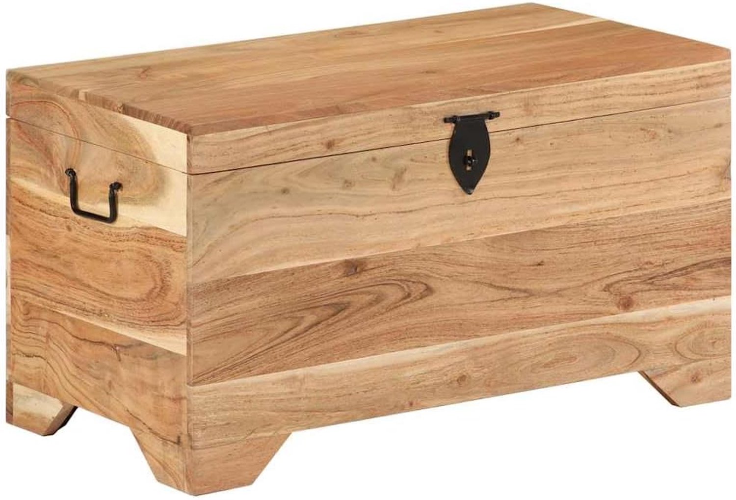 Kist massief hout acacia, opbergdoos & zitbank, bruin