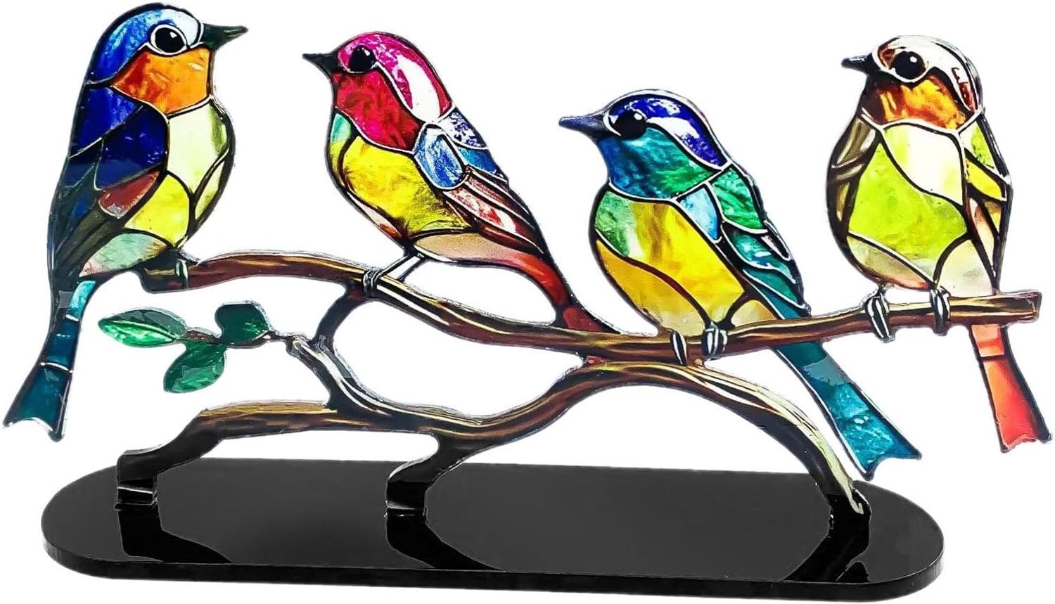 Gebrandschilderde Vogel Decoratie, Acryl Kantoor Vogel Figuur Standbeeld