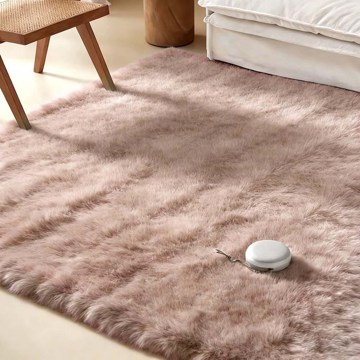 Pluizig, hoogpolig, wasbaar, antislip, modern pluizig knuffelig tapijt voor woonkamer, decoratie, slaapkamer, kinderkamer (camel, 80 x 160 cm)