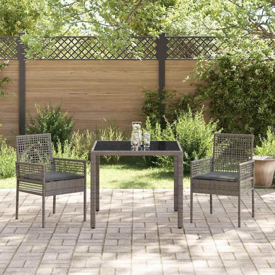 Poly rattan moderne tuinset 90 x 90 x 75 cm grijs — afbeelding 2