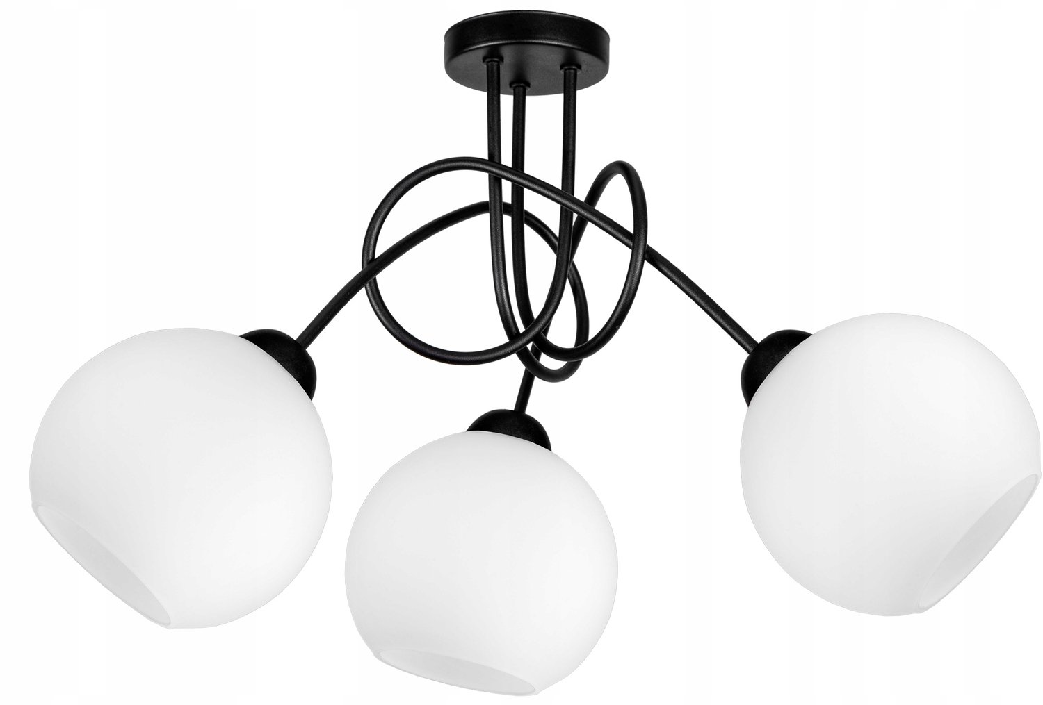 Glazen Hanglamp Zwart Wit E27 3 Lichtpunten Loft Stijl