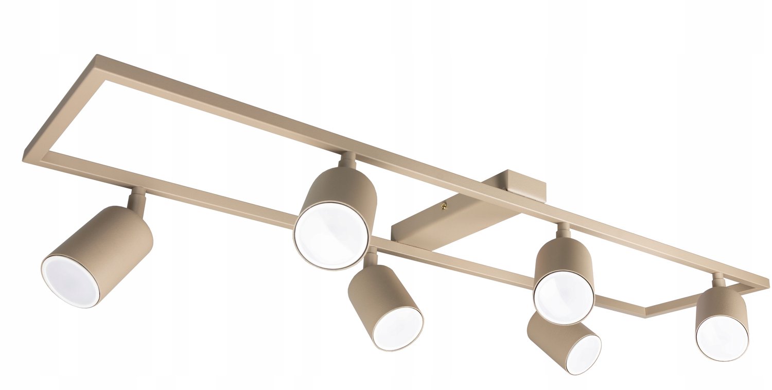 Plafondlamp GU10 LED 6 Spots Beige/Ecru Verstelbaar Metaal LOFT