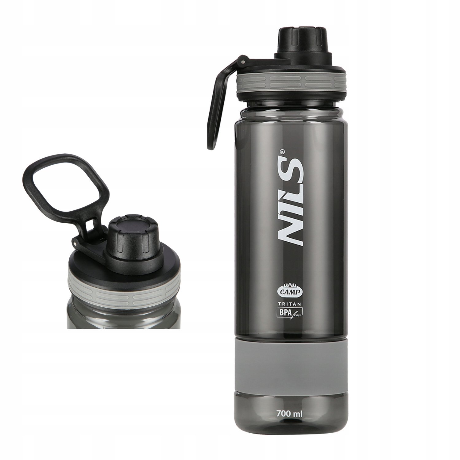 Nils Camp Tritan Fles 700ml - Grijs, BPA-vrij, Ideaal voor Sport