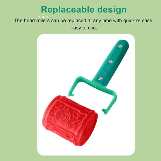 Reliëf Deegroller, 12 Kerstpatronen Cookie Stamp Roller met Vervangbare Koppen voor Bakken, Home Kitchen Tool — afbeelding 2