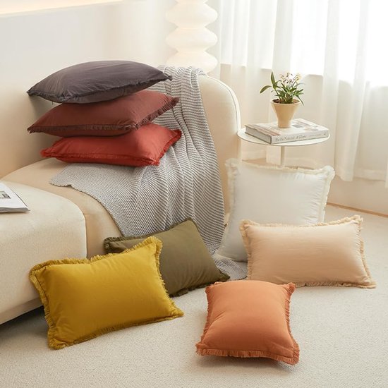 2 stuks effen kleur gewassen katoenen kussensloop klassiek en tijdloos, pure kleur eenvoudige kussensloop, met elk bed is briljant 19,7x19,74 inch (groen — afbeelding 3