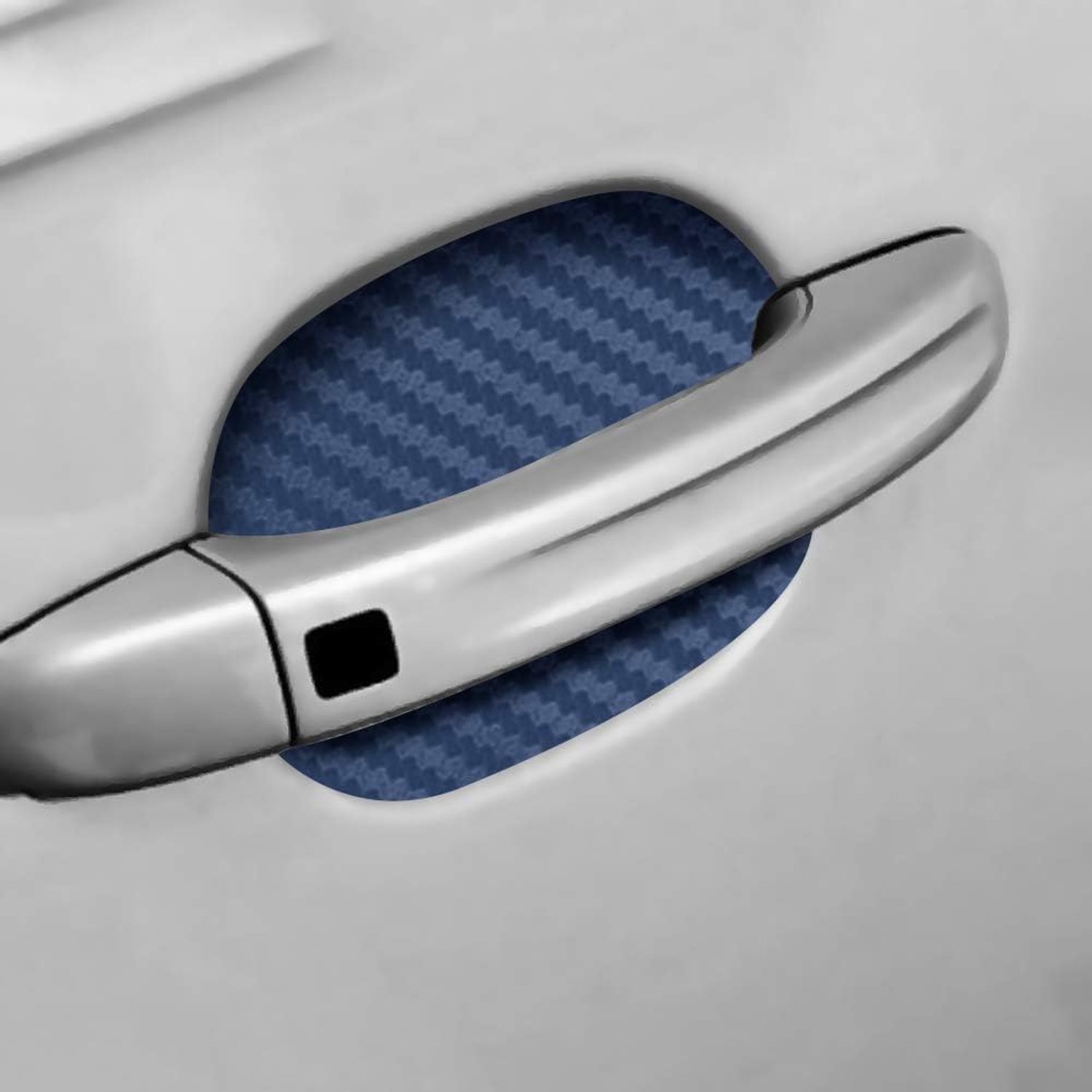 Universele Koolstofvezel Autodeurgreep Krasbestendige Stickers, 4-delige Anti-krasstickers voor Deurgrepen, Zwart Rood Blauw Zilver, 8,5 * 6,8 Cm Maat voor Alle Auto's (b)