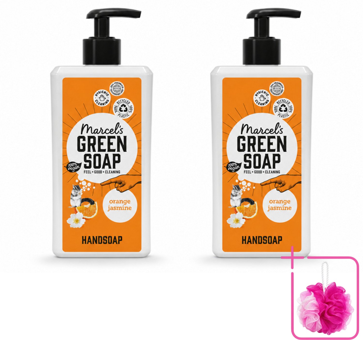 2 x Marcel's Green Soap - Handzeep - Sinaasappel & Jasmijn - Voor dagelijks gebruik - 500 ml - Bulkverpakking - Handzeep - Douchemop - Natuurlijke handzeep