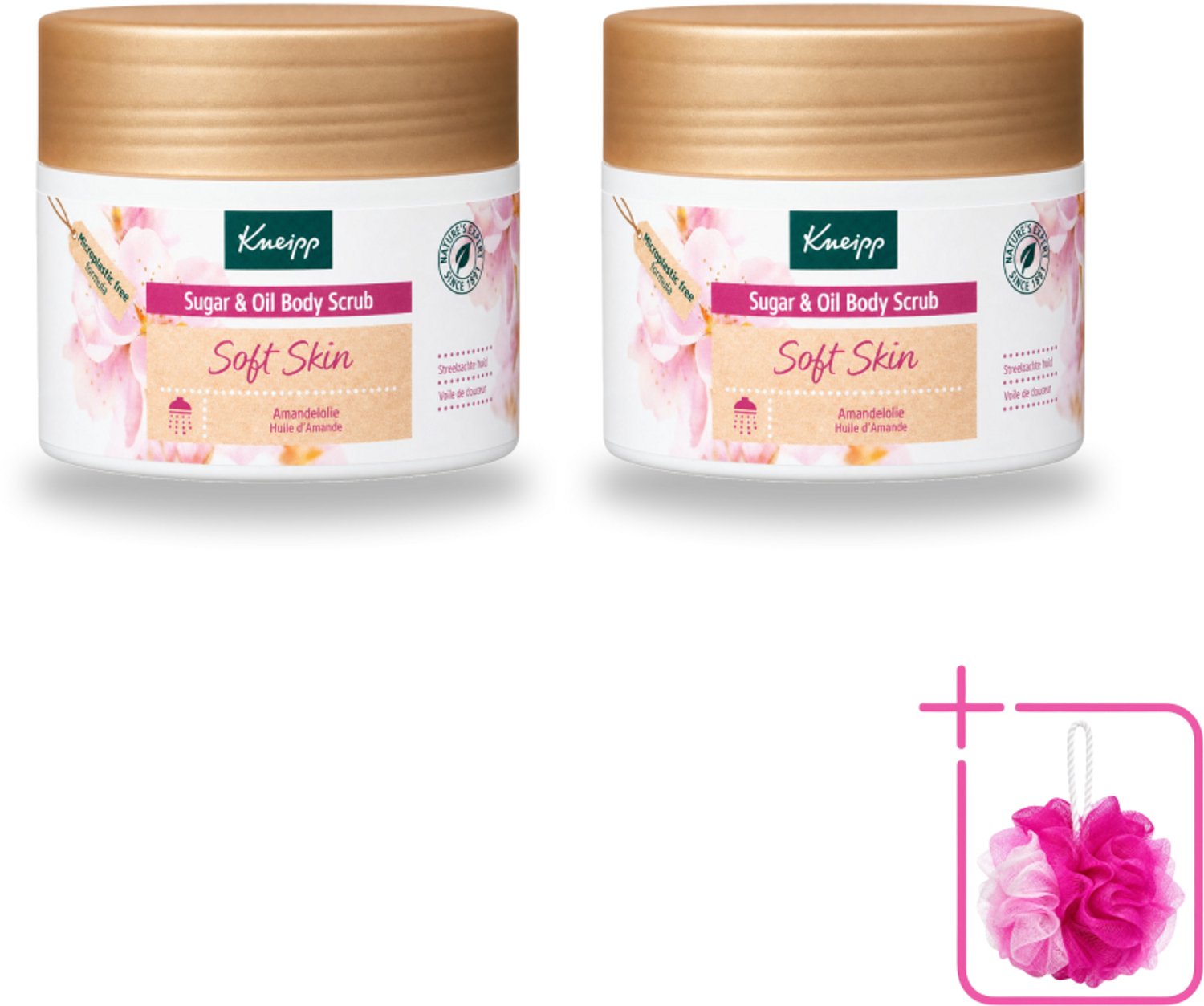 2 x Kneipp - Body scrub - Sugar & Oil - Soft Skin - Voor droge en gevoelige huid - 220 g - Bulkverpakking - Huidverzorging - Douchemop - Suiker scrubb