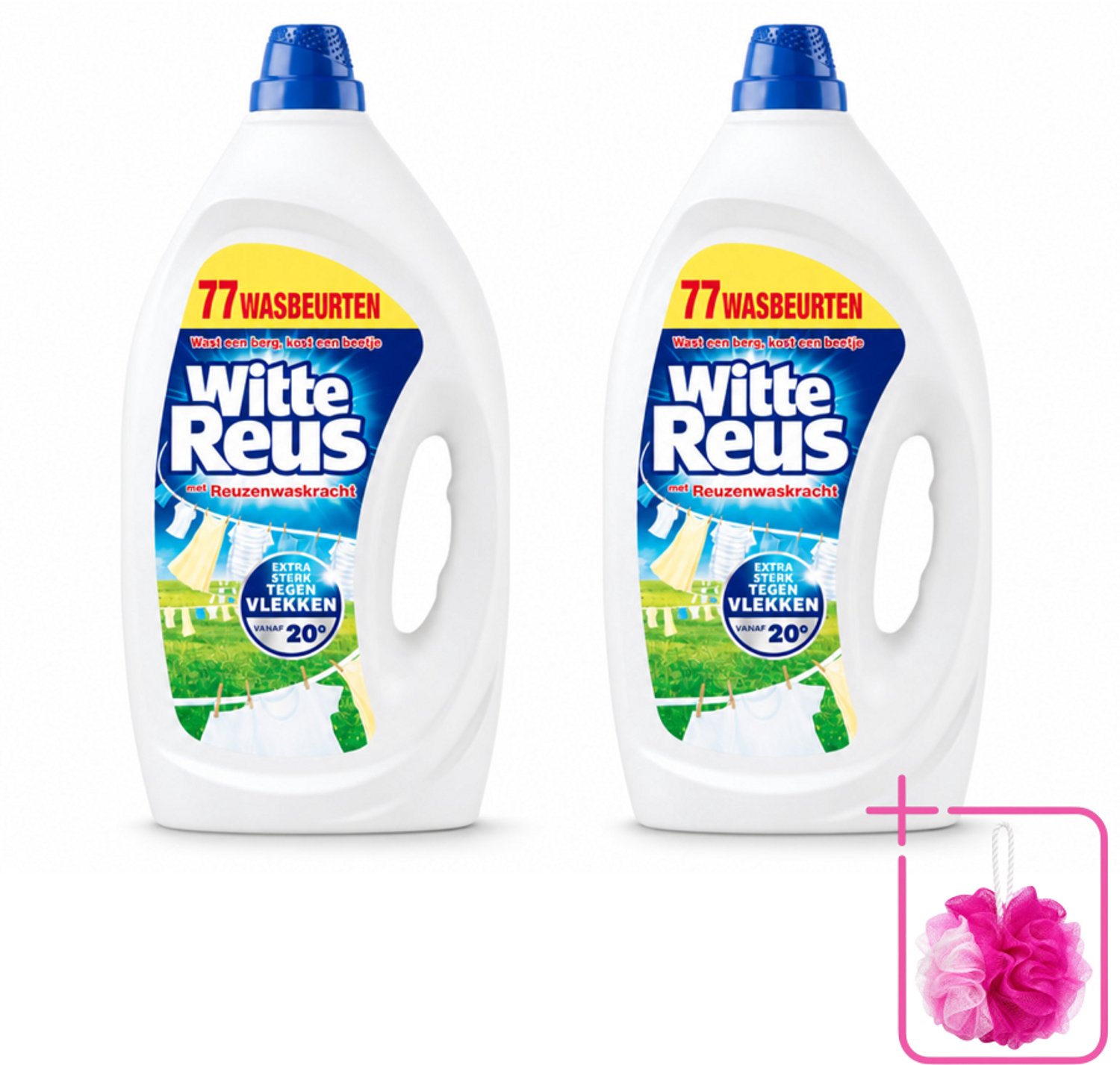 2 x Witte Reus - Vloeibaar Wasmiddel - Witte Was - 77 Wasbeurten - Bulkverpakking - Witte was - Douchemop - Wasmiddel