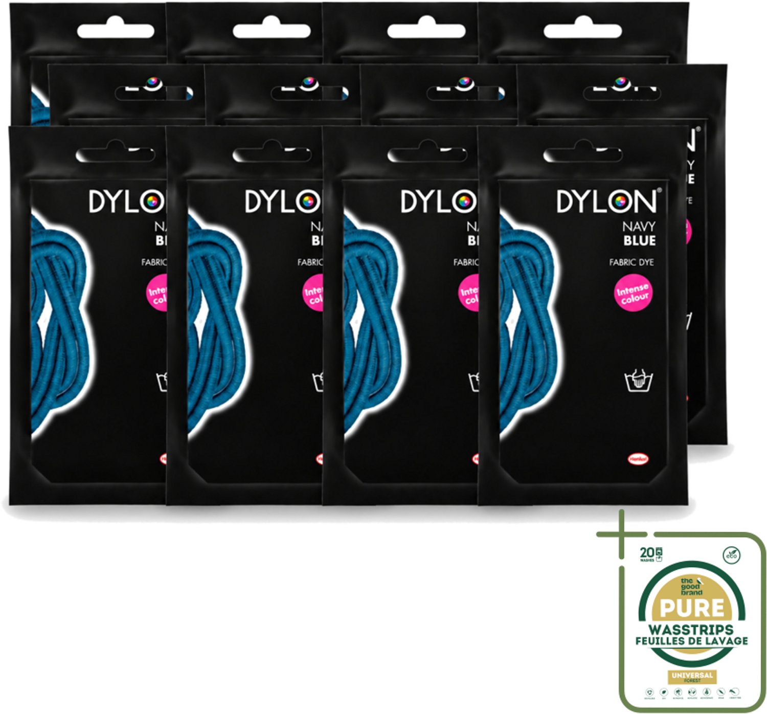 12 x DYLON – Textielverf Handwas – Navy Blue – 50 g - Wasstrips - Textielverf - Handwas - Navy Blue - Textielverf Handwas - Kleding Verven