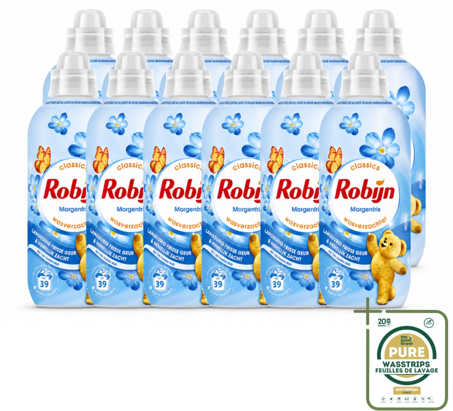 12 x Robijn – Wasverzachter – Morgenfris – 780 ml - Wasstrips - Wasverzachter - Wasverzachter Morgenfris - Wasverzachter 780 Ml - Wasverzachter Voor Katoen - Wasverzachter Voor Synthetisch