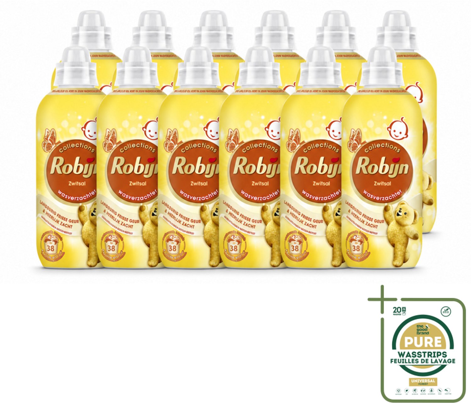 12 x Robijn – Wasverzachter – Zwitsalgeur – 765 ml - Wasstrips - Wasverzachter - Wasverzachter Zwitsalgeur - Wasverzachter Babygeur - Wasverzachter Zwitsalgeur 38 Wasbeurten - Wasverzachter Zwitsalgeur 765 Ml