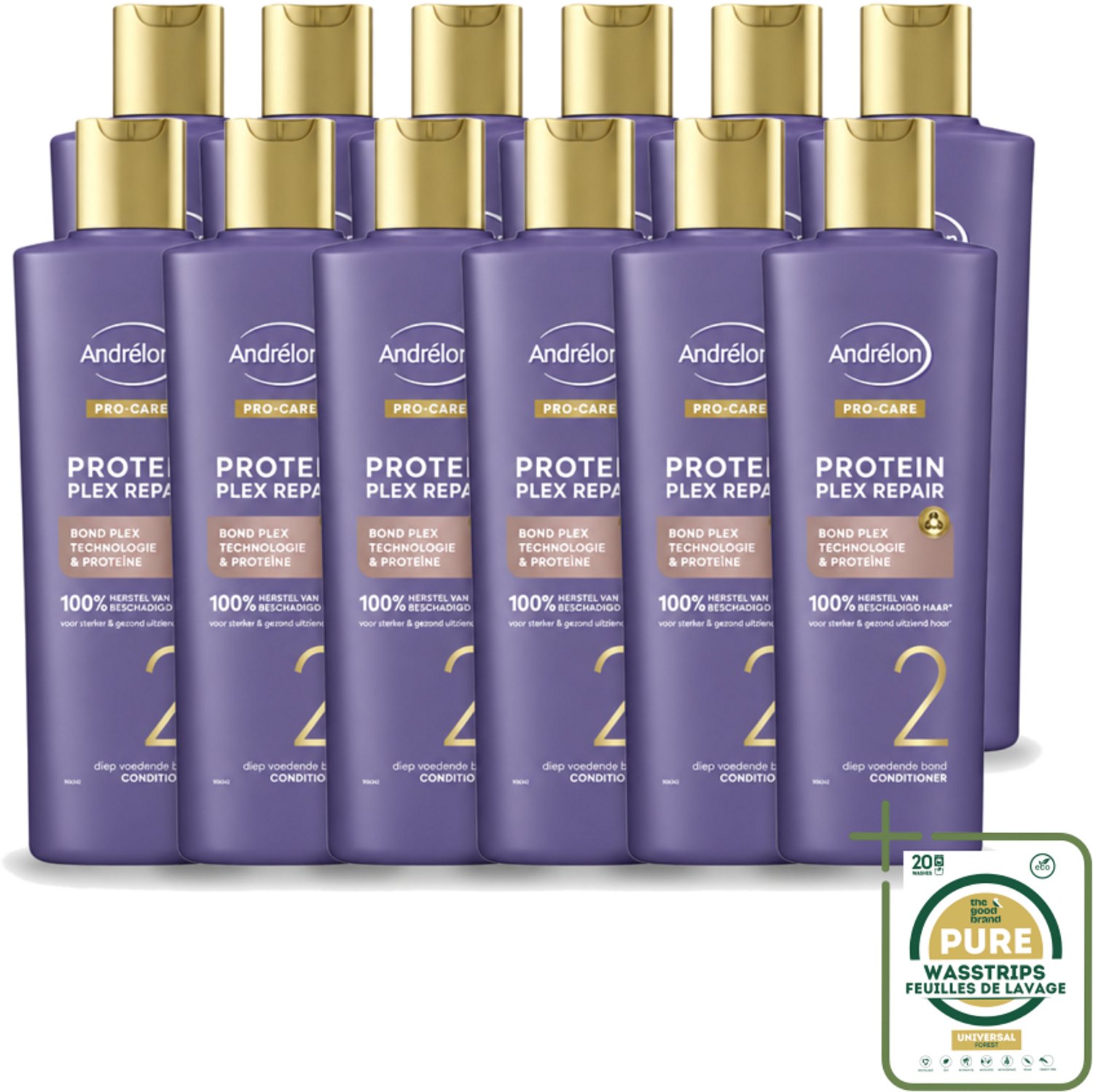 12 x Andrélon – Conditioner – Pro Care Protein Plex Repair – 250 ml - Herstel Haar - Beschadigd Haar - Proteïne - Bond Plex Technologie - Haarverzorging