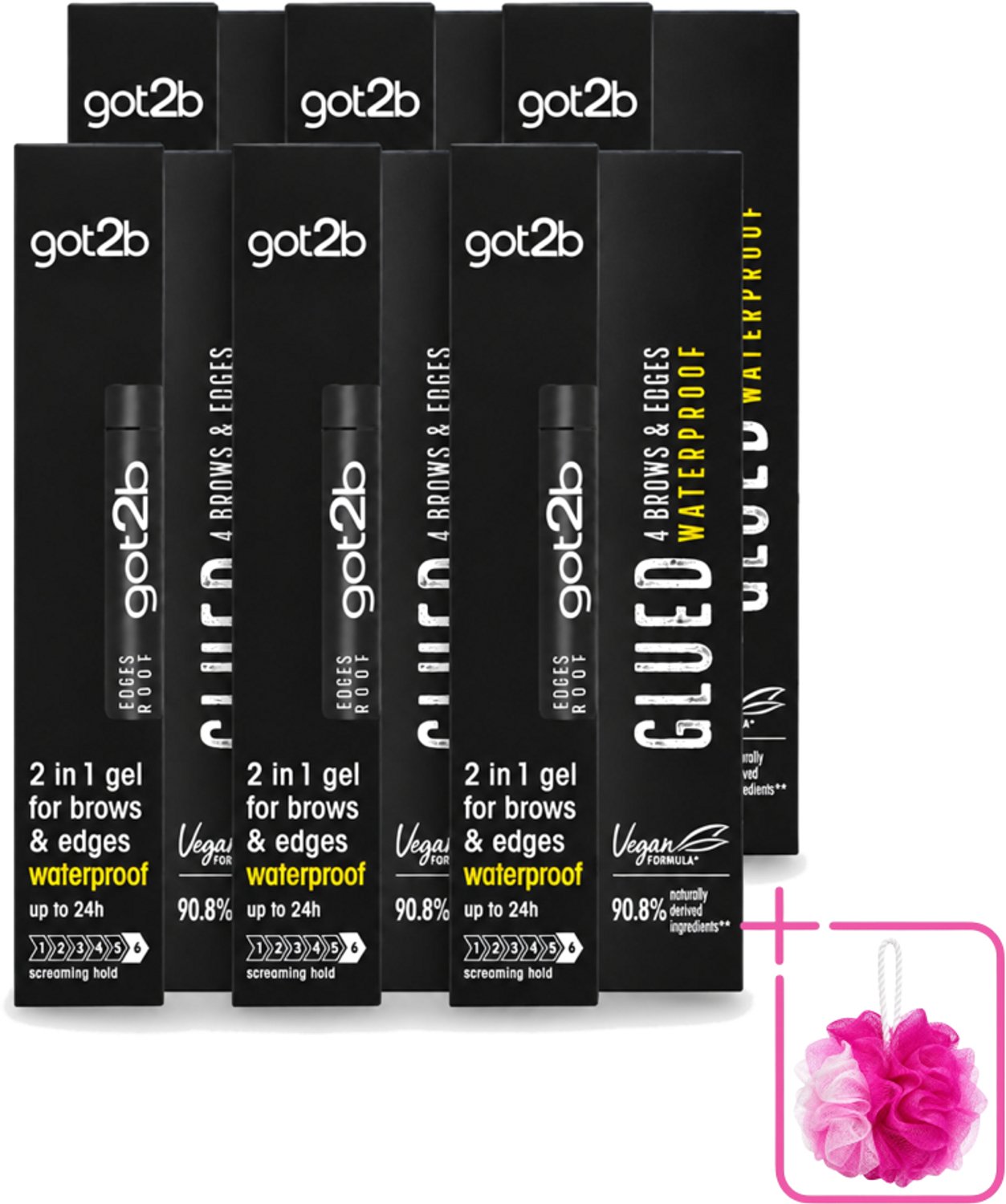 6 x Got2B - Wenkbrauwgel - 4 Brows & Edges Waterproof Transparant - 16 ml - Bulkverpakking - Wenkbrauwen stylen - Douchemop - Haarranden stylen