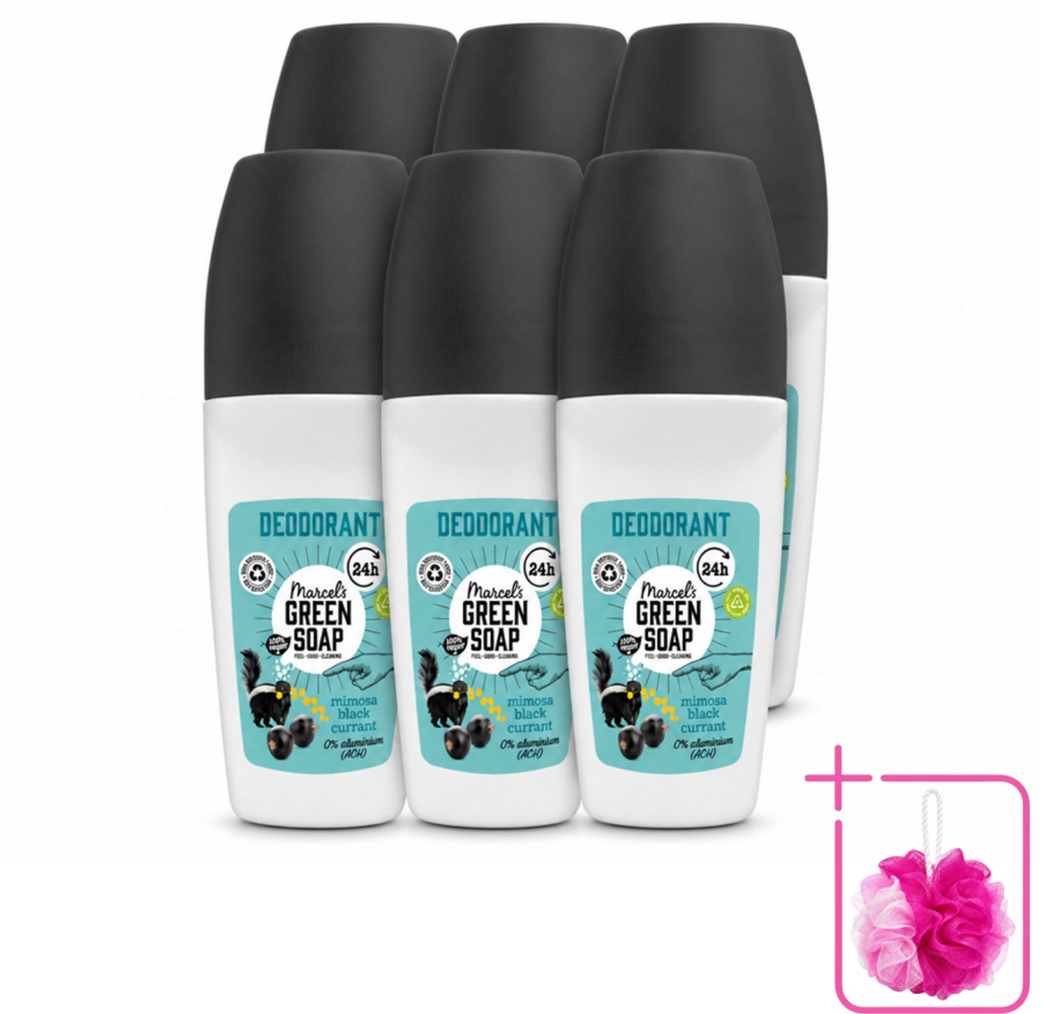 6 x Marcel's Green Soap - Deodorant Roller - Mimosa & Blackcurrant - Langdurige frisheid - 50 ml - Bulkverpakking - Deodorant - Deodorant Roller