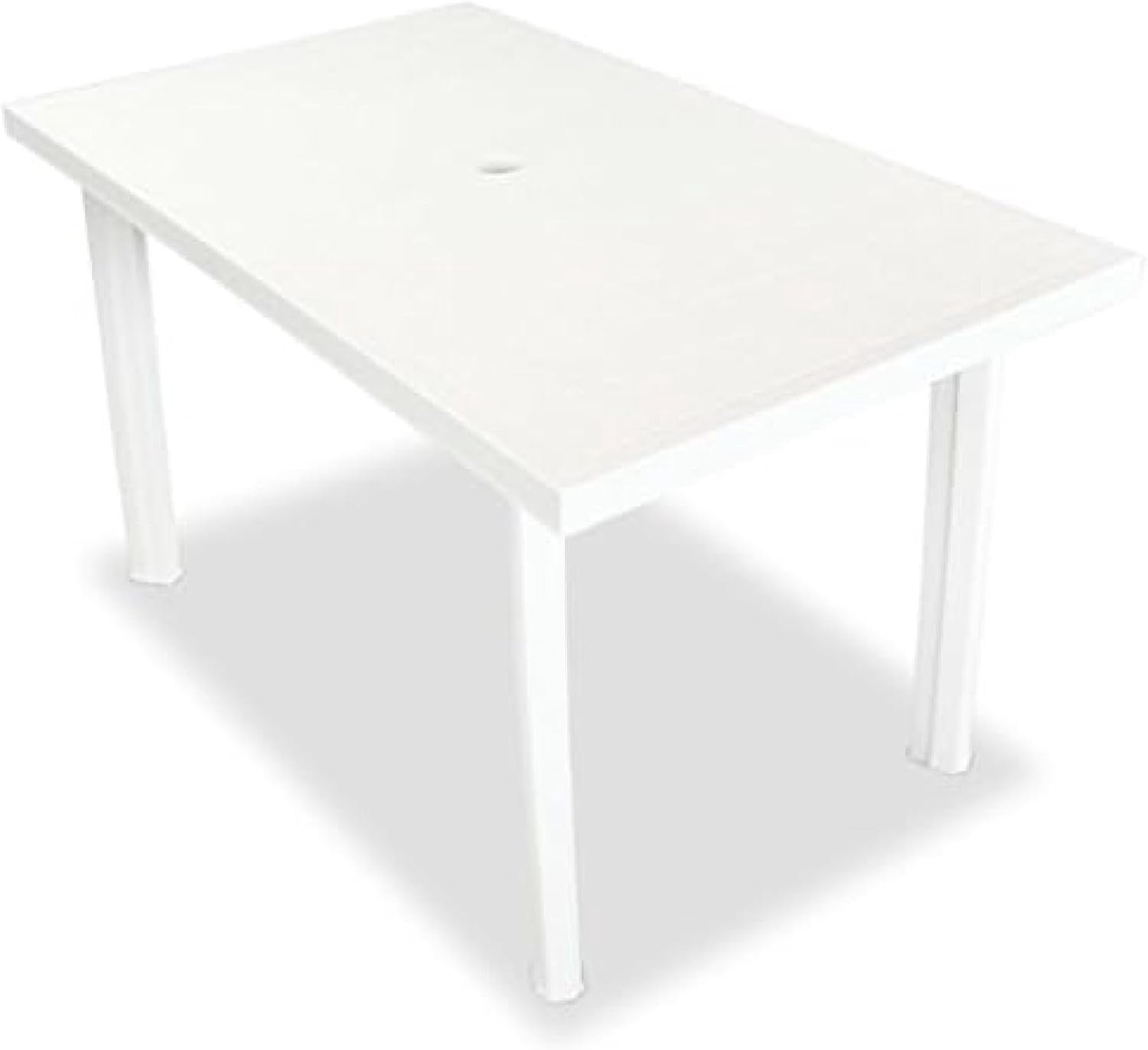 Witte Tuintafel, Met Één Gat Voor Parasol, Lucht-eettafel Of Terras-balkontafel, Kunststof 126 X 76 X 72 Cm,bonny369