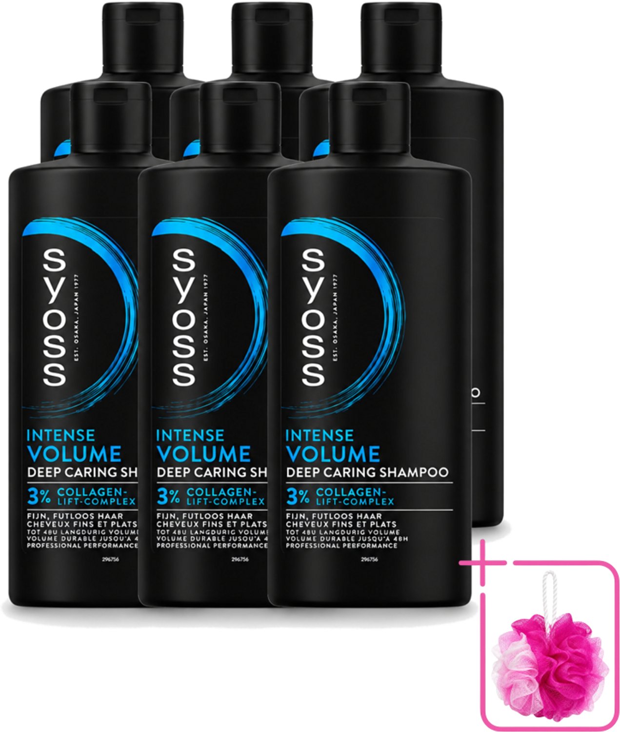6 x SYOSS - Volume 440 ml - Shampoo - Voor Volumeboost - 440ml - Bulkverpakking - Volume shampoo - Douchemop - Volume boost
