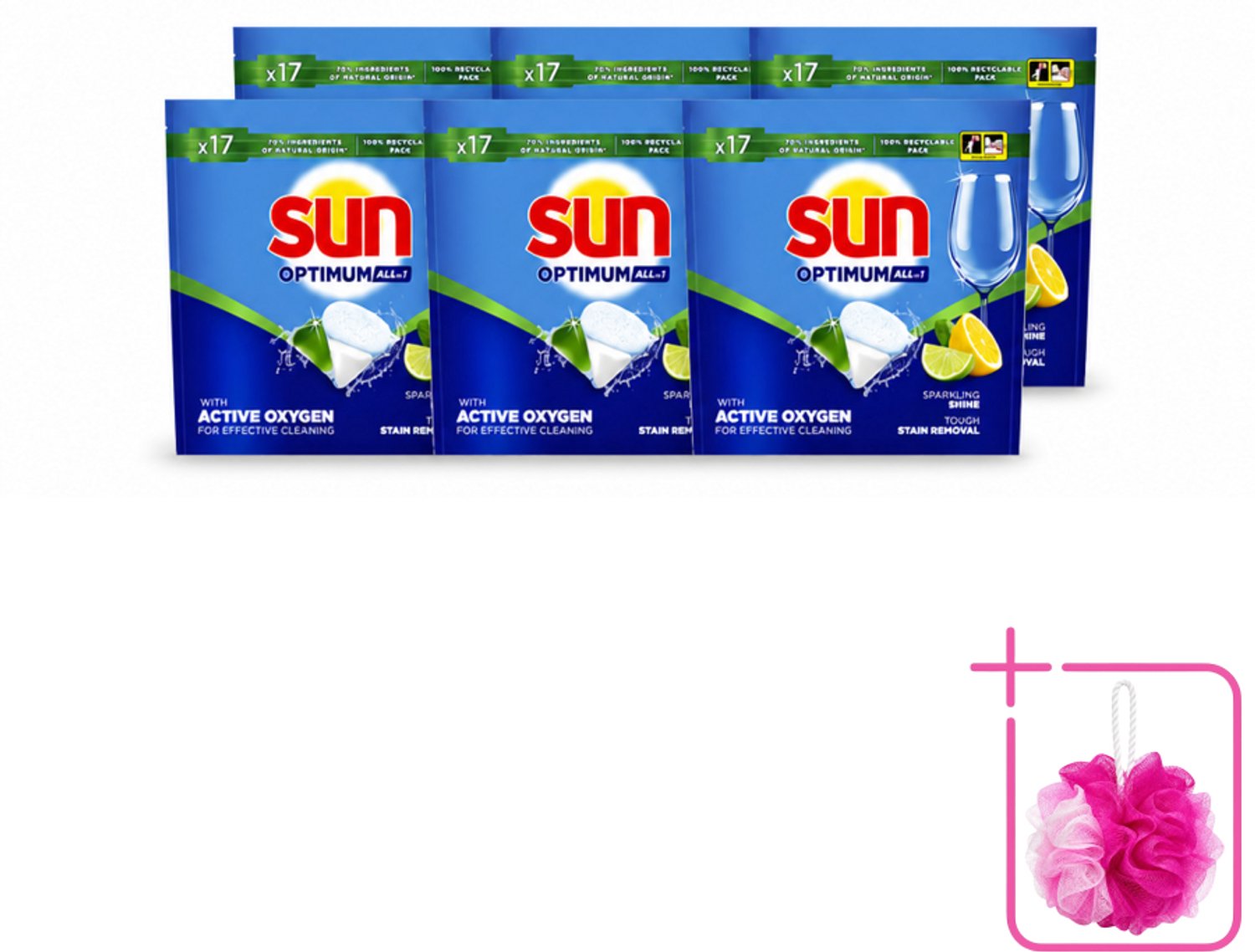 6 x Sun - Vaatwascapsules - Citroen - 17 capsules - Bulkverpakking - Vaatwasmiddel - Douchemop - Vaatwasser