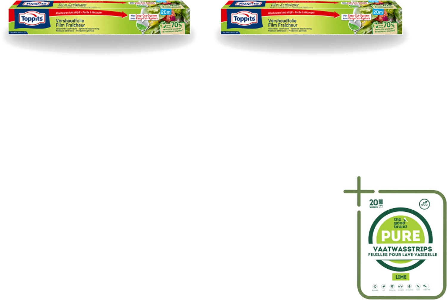 2 x Toppits – Vershoudfolie – 32,5 cm × 20 m - Grootverpakking - Vaatwasstrips - Vershoudfolie - Eetvoedingsproducten - Eten Bewaren - Geurverspreiding - Smaakbehoud