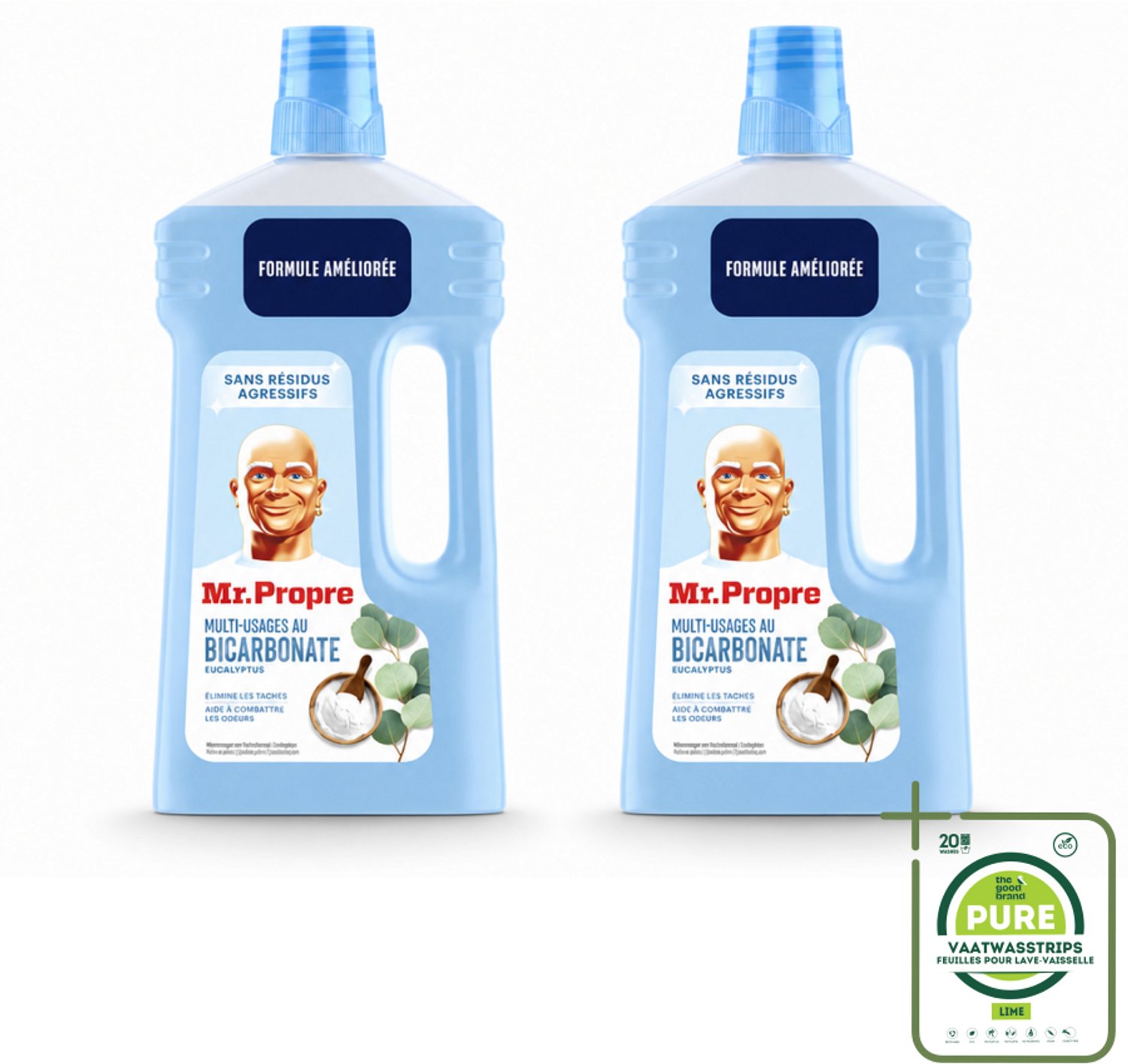 2 x Mr. Propre – Allesreiniger – Bicarbonaat & Eucalyptus – 1000 ml - Grootverpakking - Allesreiniger - Bicarbonaat - Eucalyptus - Reinigen - Vuil Verwijderen