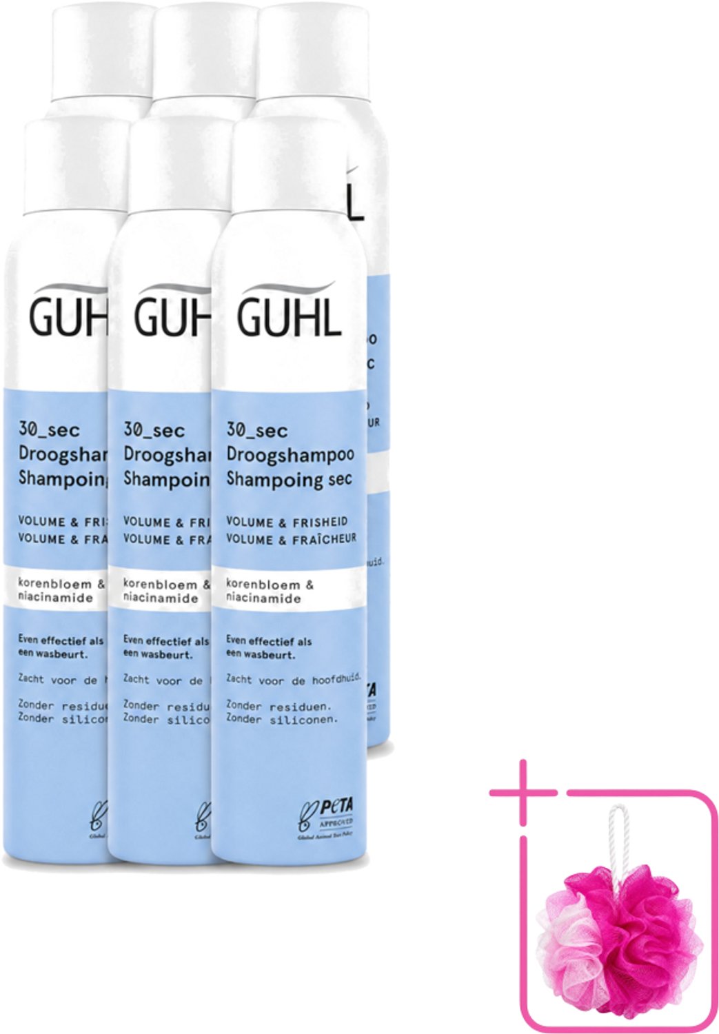 6 x Guhl – Droogshampoo – Volume & Frisheid 30 sec – 200 ml - Bulkverpakking - Droogshampoo - Douchemop - Volume en frisheid