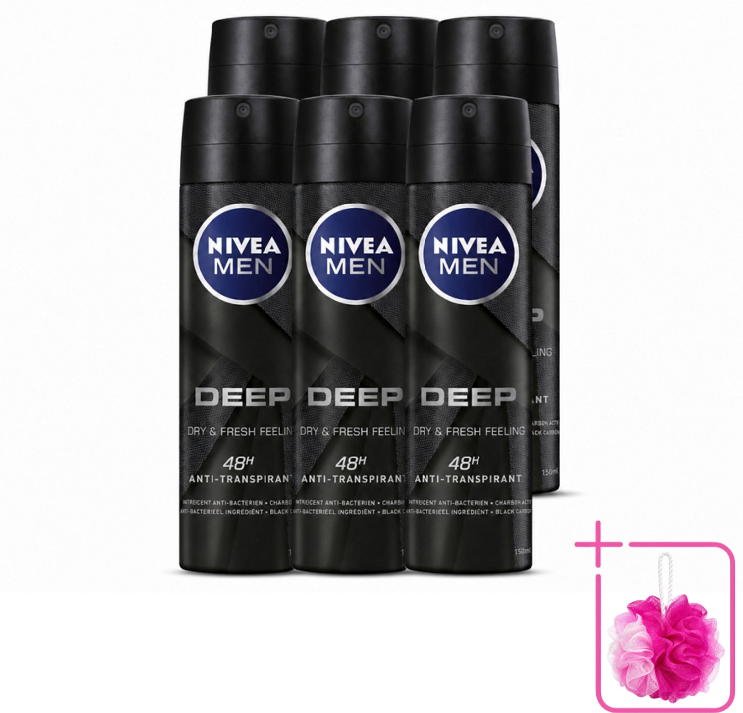 6 x NIVEA MEN – Deodorant spray – Deep – 150 ml - Bulkverpakking - Anti-transpirant spray - Zweetgeur