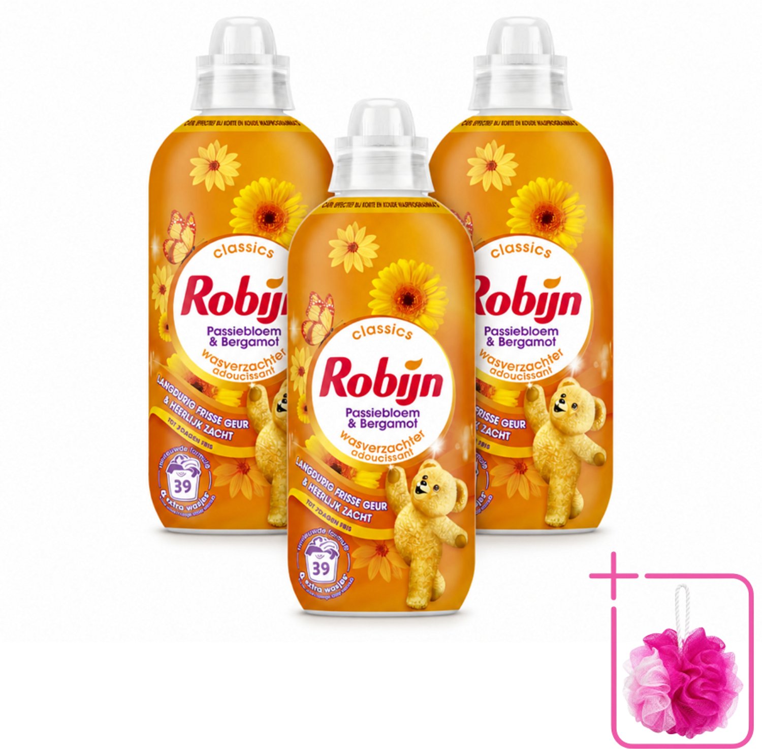 3 x Robijn – Wasverzachter – Passiebloem & Bergamot – 780 ml - Bulkverpakking - Wasverzachter - Douchemop - Wasverzachter passiebloem bergamot