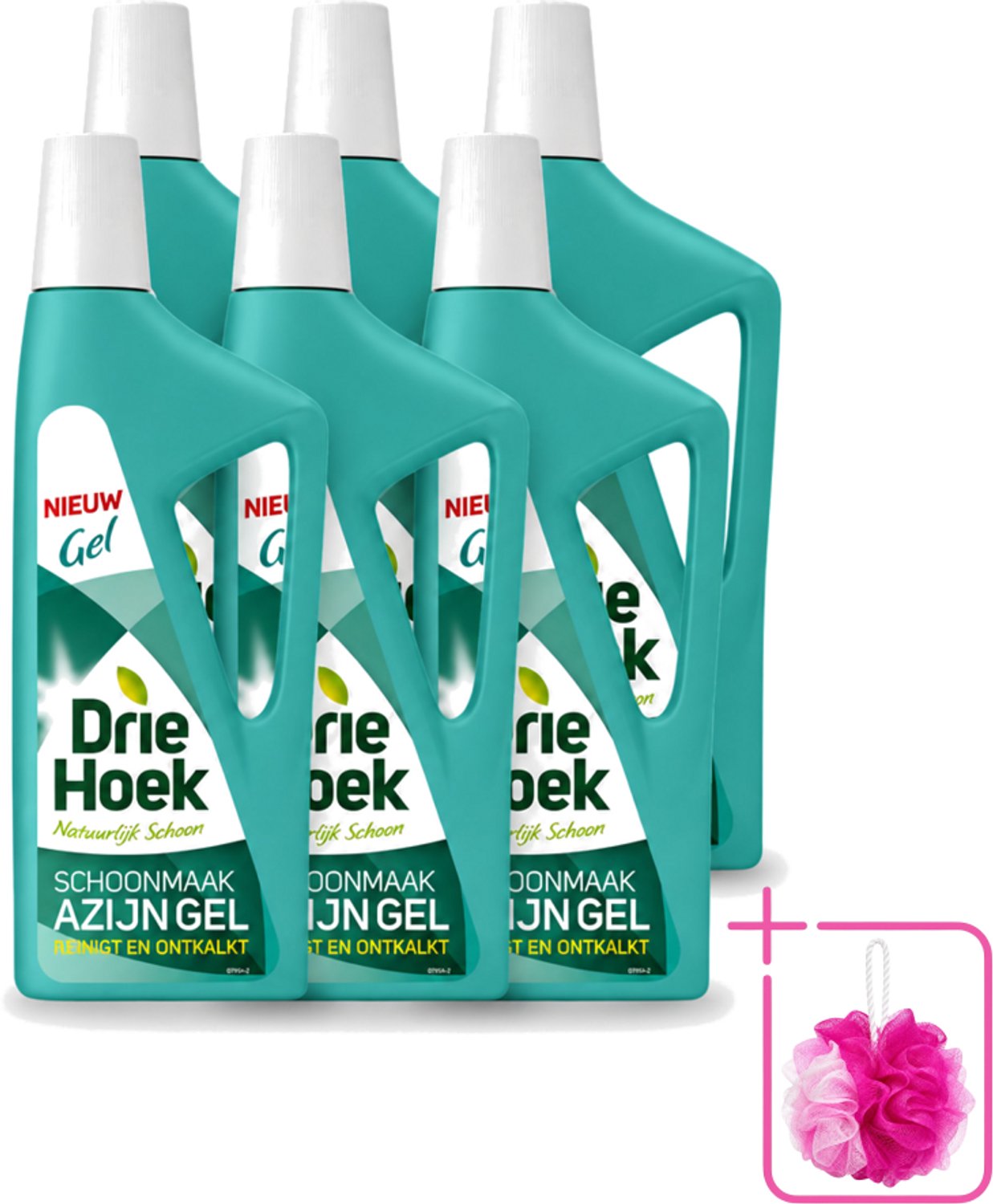 6 x Driehoek – Azijngel – 725 ml - Bulkverpakking - Ontkalken - Douchemop - Kalkaanslag