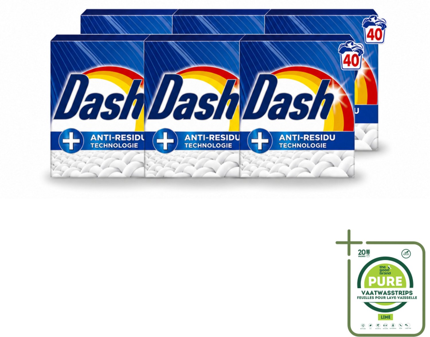 6 x Dash – Waspoeder – Witter Dan Wit – 2,2 kg - Grootverpakking - Vaatwasstrips - Witte Was - Waspoeder - Schoonheid - Helderheid - Anti-residu