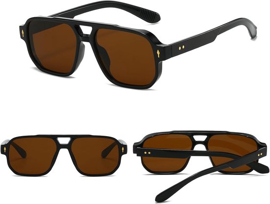 Vintage vierkante zonnebril voor dames en heren, retro rechthoekige bril met UV400-bescherming — afbeelding 5