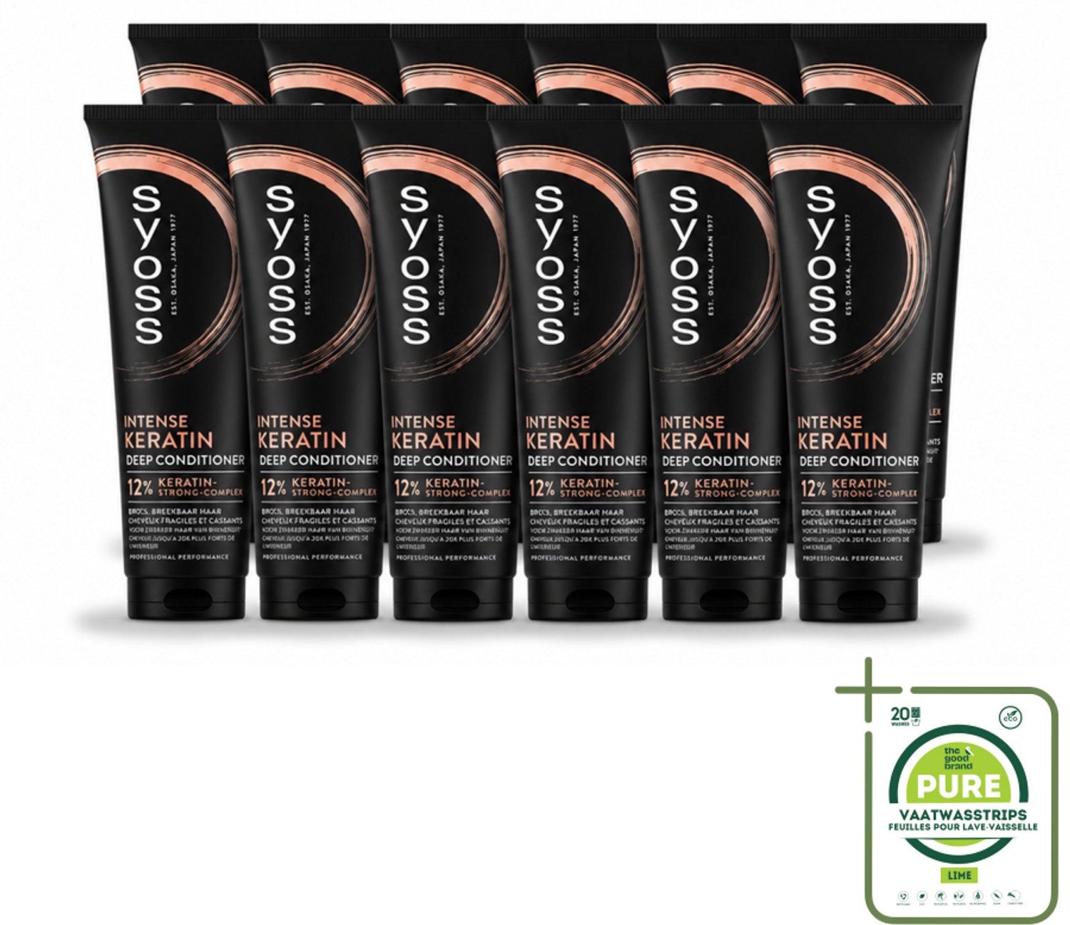 12 x Syoss - Keratin Conditioner - 250 ml - Grootverpakking - Vaatwasstrips - Keratine Conditioner - Krachtig Haar - Gezond Haar - Haar Herstellen - Haar Verzorgen