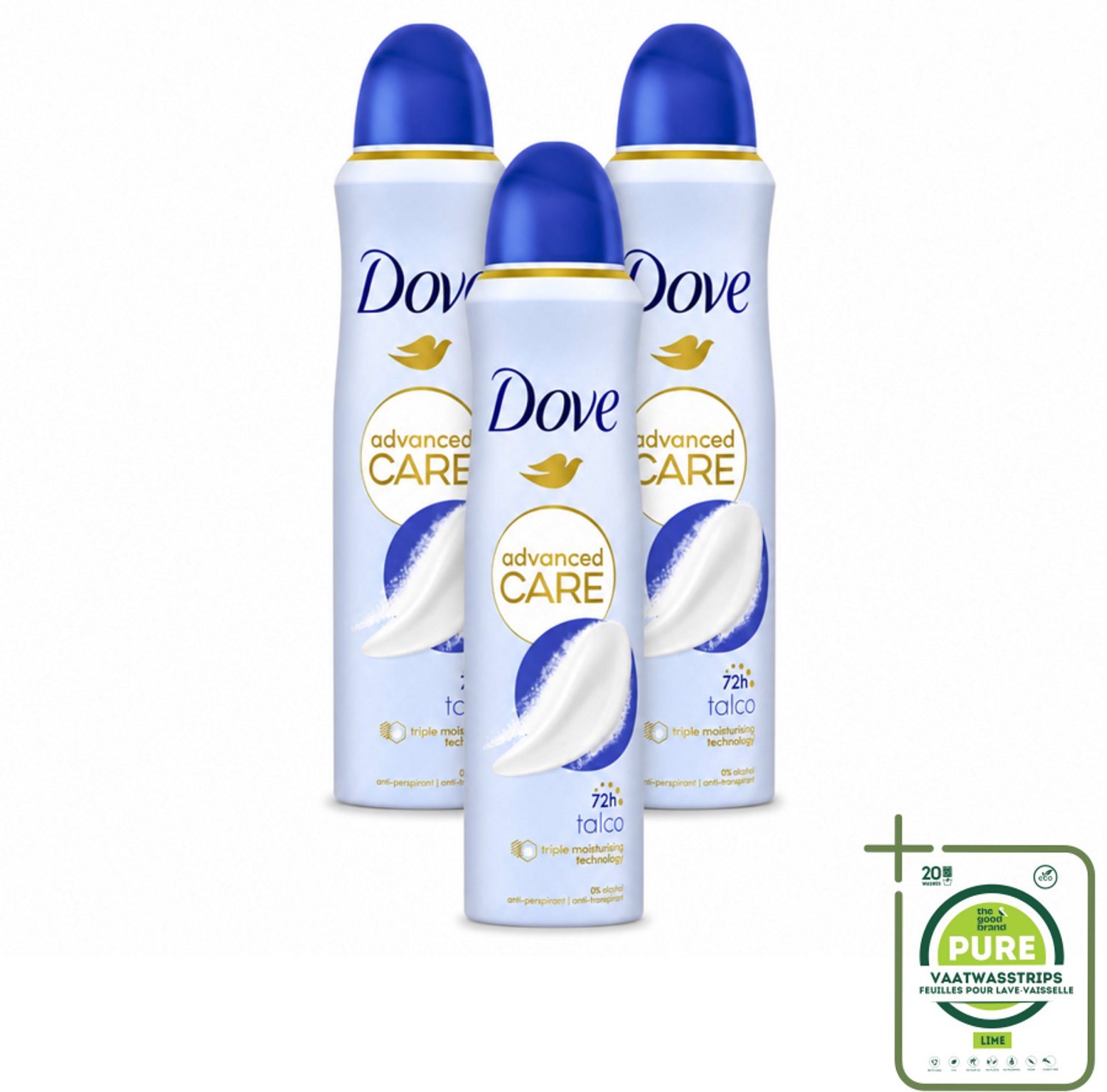 3 x Dove – Deodorant Spray – Talco – 150 ml - Grootverpakking - Anti-transpirant - Deodorant Spray - Zweetbestendig - Geur Van Talco - Huidbescherming