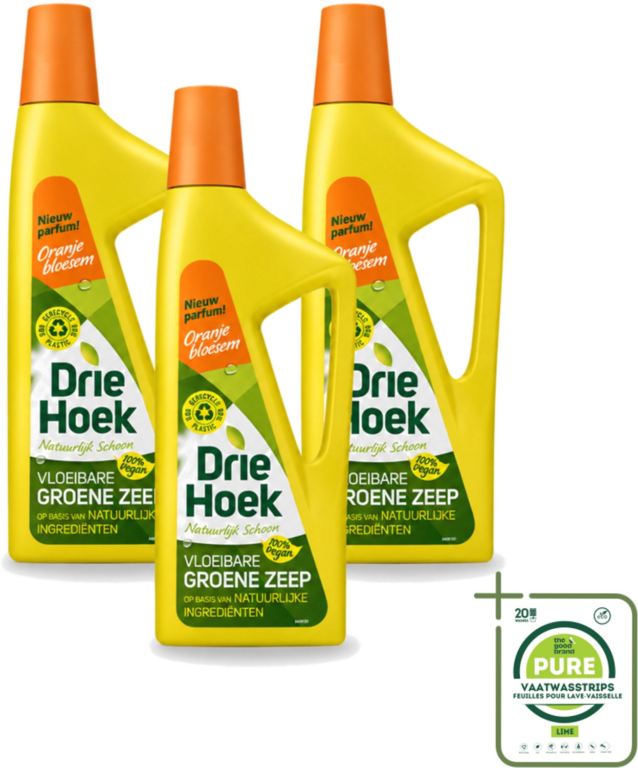 3 x Driehoek – Vloeibare Zeep – Oranjebloesem – 725 ml - Grootverpakking - Vaatwasstrips - Schoonmaken - Natuurlijke Zeep - Textiel Reinigen - Vloer Reinigen - Badkamer Reinigen