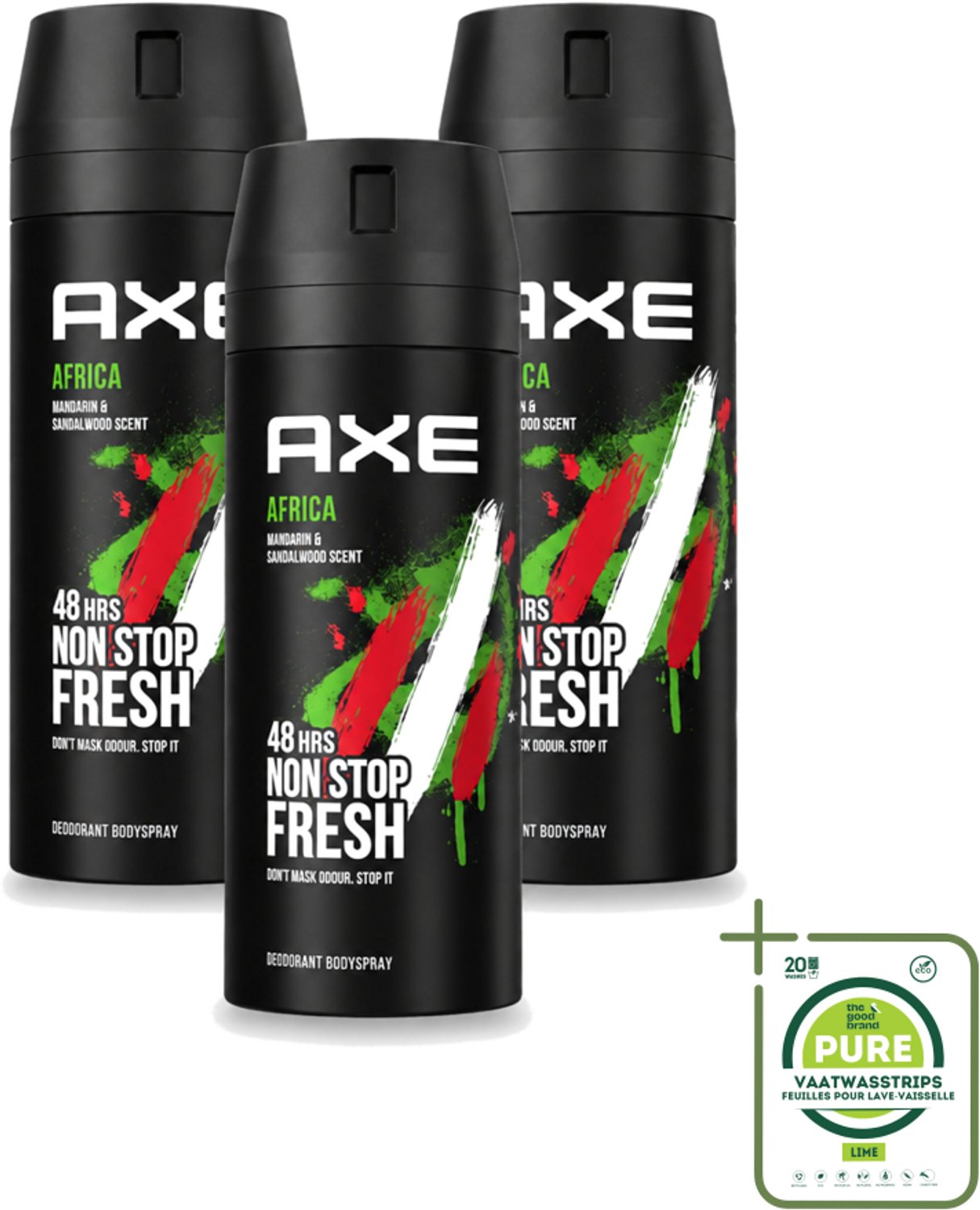3 x Axe – Deodorant – Africa – 150 ml - Grootverpakking - Afrikaanse Geur - Frisheid - Lichaamsgeur - Zinktechnologie - Bodyspray