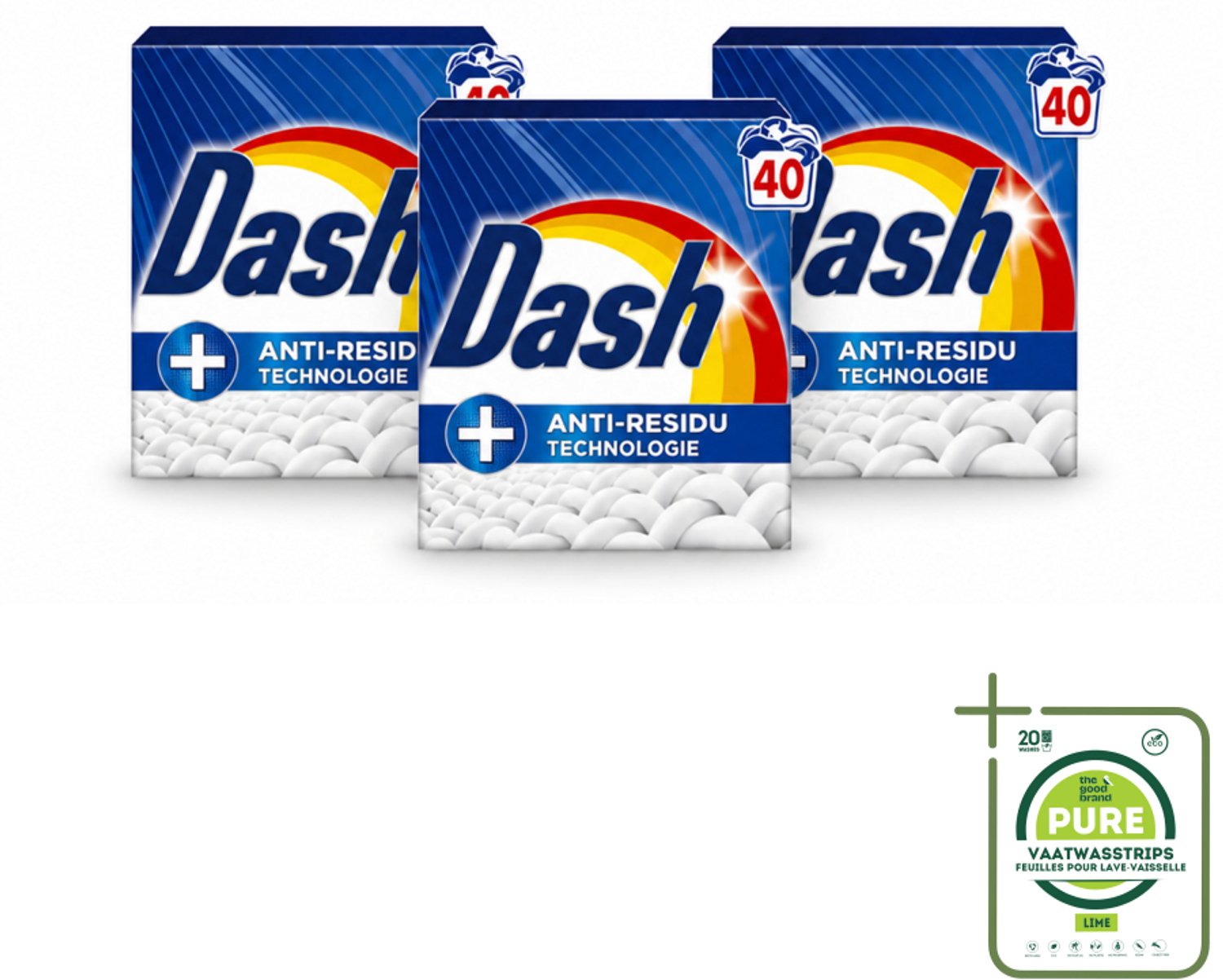 3 x Dash – Waspoeder – Witter Dan Wit – 2,2 kg - Grootverpakking - Vaatwasstrips - Witte Was - Waspoeder - Schoonheid - Helderheid - Anti-residu