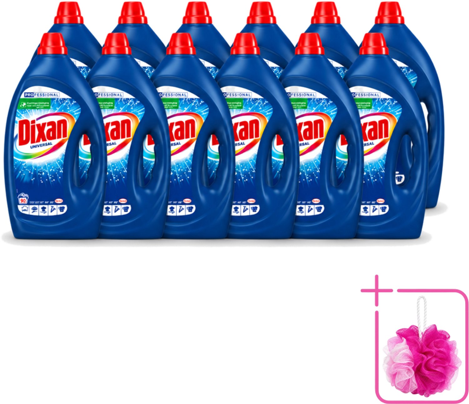 12 x Dixan - Vloeibaar wasmiddel - Alle Kleuren - 90 wasbeurten - Bulkverpakking - Wasmiddel - Douchemop - Wasgel