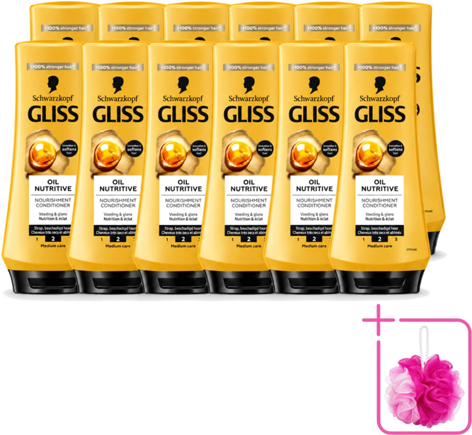 12 x Gliss - Hair Repair - Conditioner Oil Nutritive voor Intensieve Voeding - 200 ml - Bulkverpakking - Voeding haar - Douchemop - Droog haar