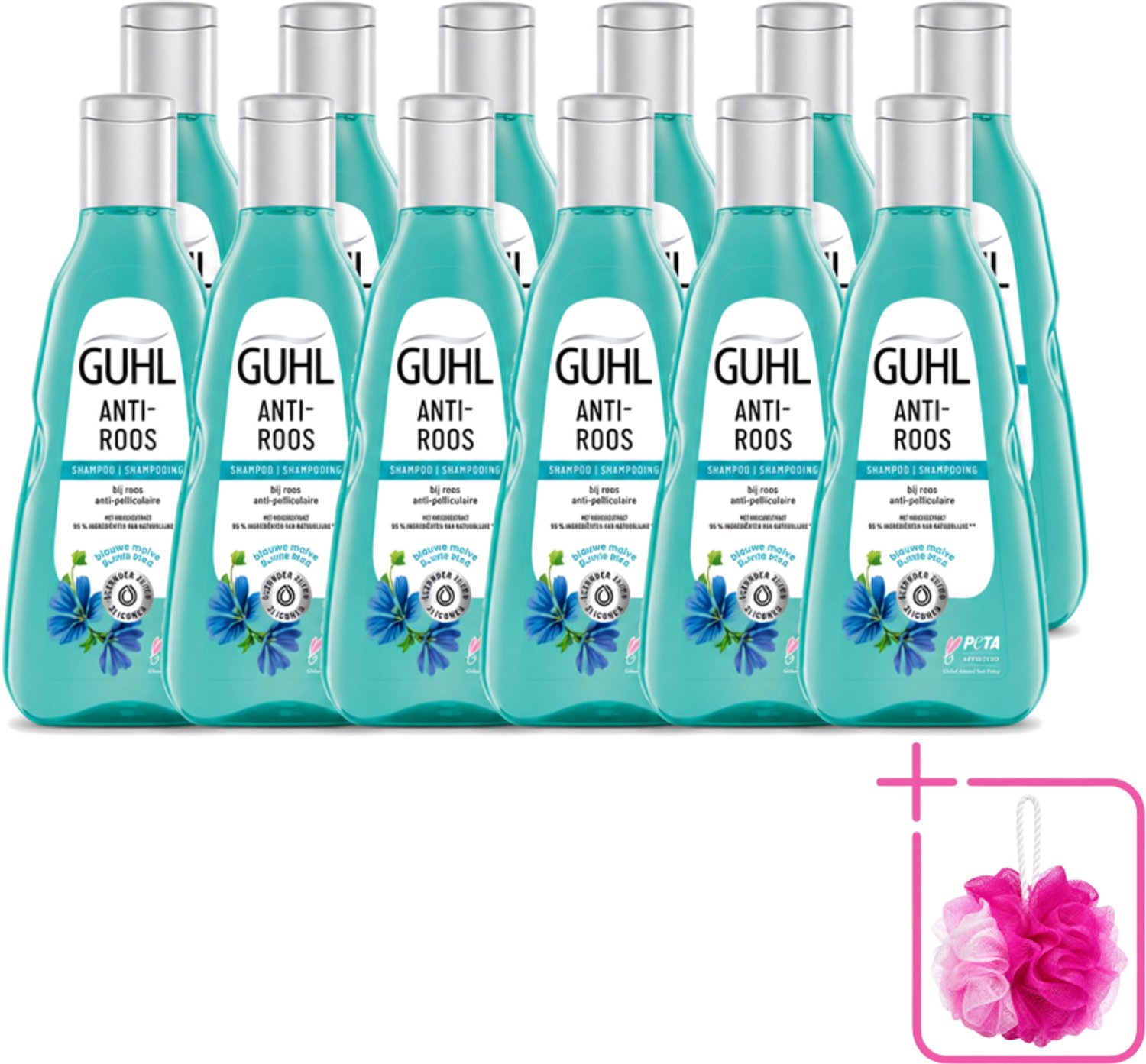 12 x Guhl - Shampoo - Anti-Roos - 250 ml - Bulkverpakking - Anti-roos shampoo - Douchemop - Roosvrije hoofdhuid