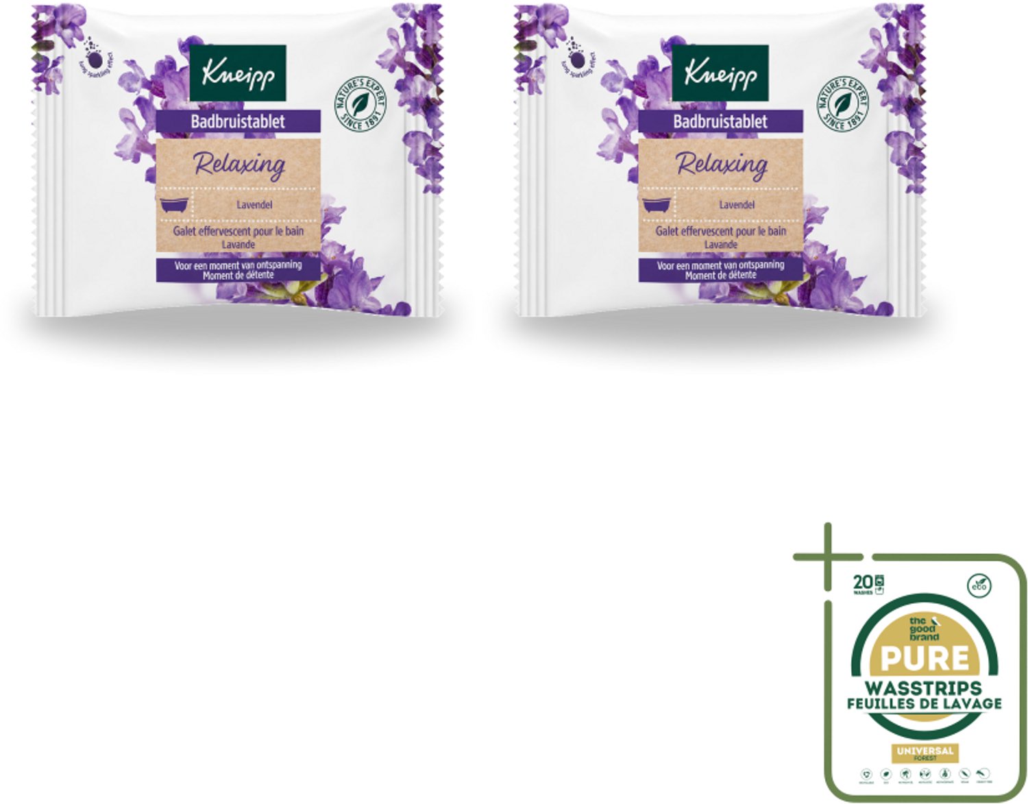 2 x Kneipp - Badbruistablet - Lavendel - Wasstrips - Badbruistablet Lavendel - Ontspanning - Stressvermindering - Rust - Natuurlijke Badproducten