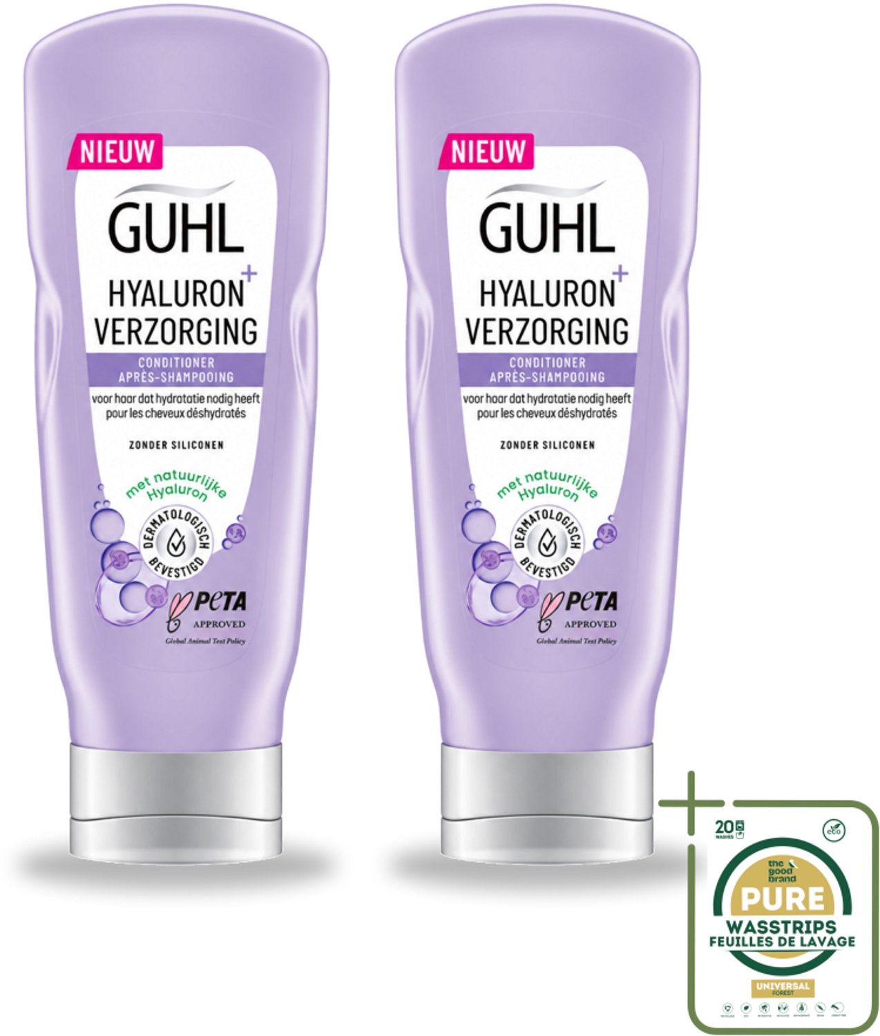 2 x Guhl - Conditioner - Hyaluron+ Verzorging - 200 ml - Wasstrips - Haarverzorging - Hyaluron - Vochtigheid - Droog Haar - Gezond Haar