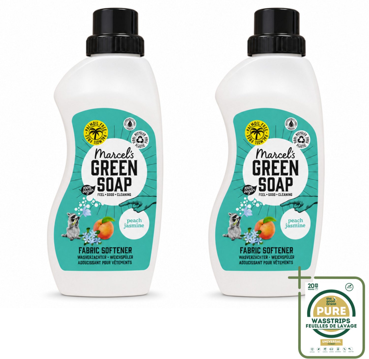 2 x Marcel's Green Soap - Wasverzachter - Perzik & Jasmijn - Zachte frisheid - 30 Wasbeurten - 750 ml - Wasstrips - Wasverzachter - Wasverzachter Perzik En Jasmijn - Wasverzachter Voor Kleding - Wasverzachter Frisheid - Wasverzachter Vegan