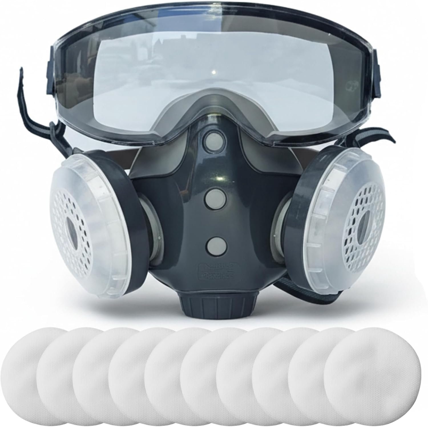 Volgelaatsmasker met filters, gasmasker voor volwassenen, adembeschermingsmasker met filters, geïntegreerd gasmasker, volledig gezicht, voor comfort en helder zicht, herbruikbaar