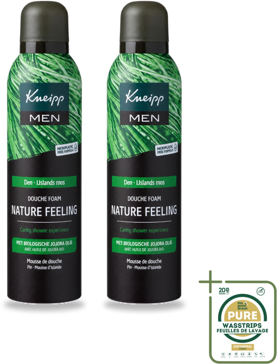 2 x Kneipp – Men Nature Feeling – Douche Foam – Frisse Dennengeur – 200 ml - Wasstrips - Douche Foam - Natuurlijke Douche - Frisse Den Geur - Schuim Voor De Badkamer - Verzorgende Douche
