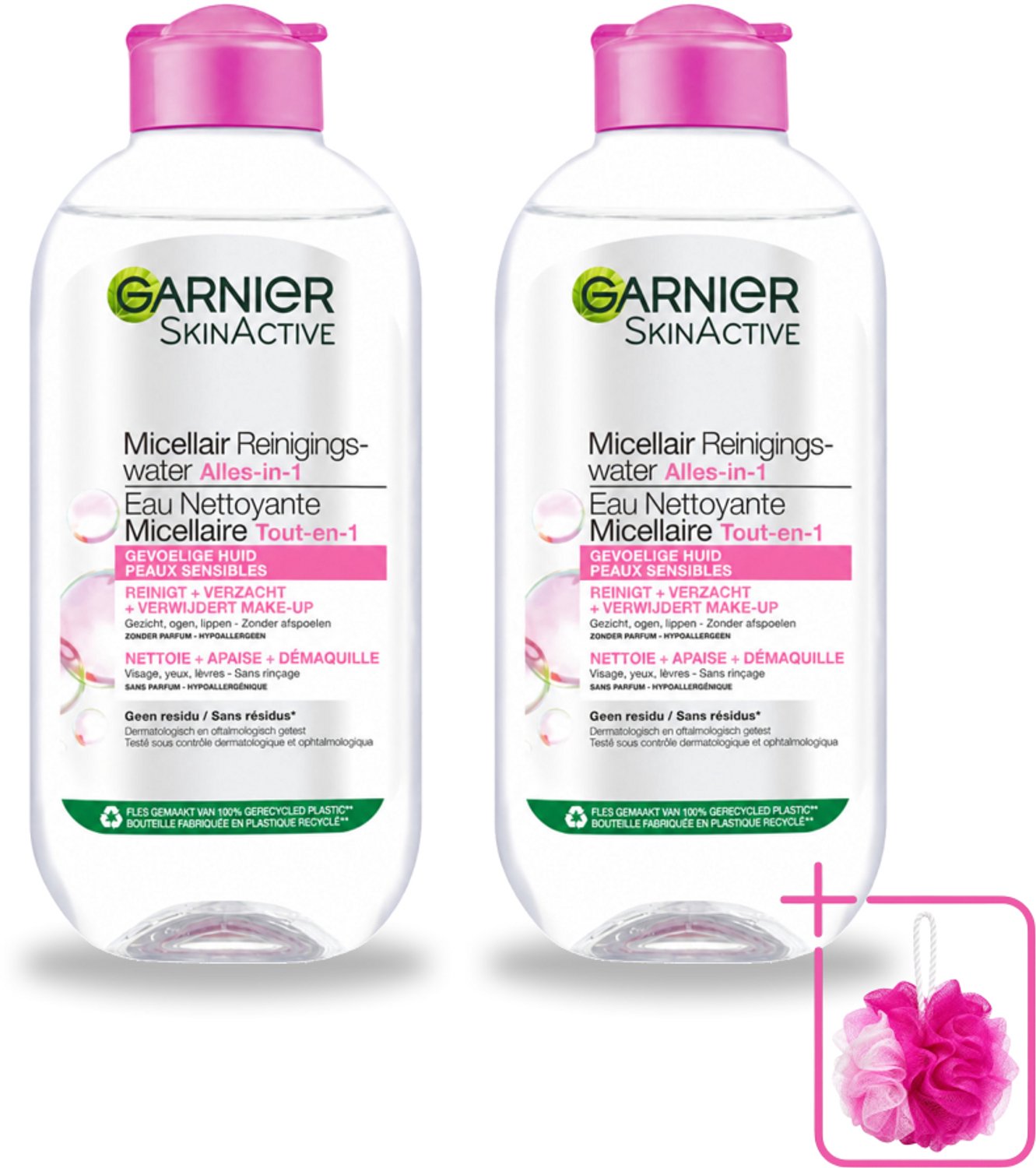 2 x Garnier - SkinActive - Micellair Water - Gevoelige Huid - Gezichtsreiniger - 200 ml - Bulkverpakking - Gevoelige huid - Douchemop - Gezichtsreiniger