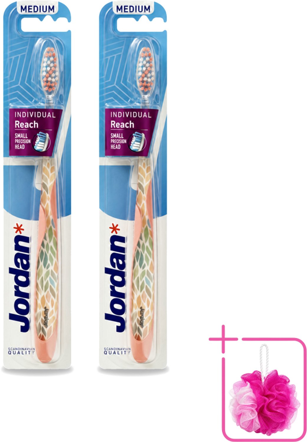 2 x Jordan - Tandenborstel - Individual Reach - Medium - Bulkverpakking - Tandenborstel - Mondverzorging
