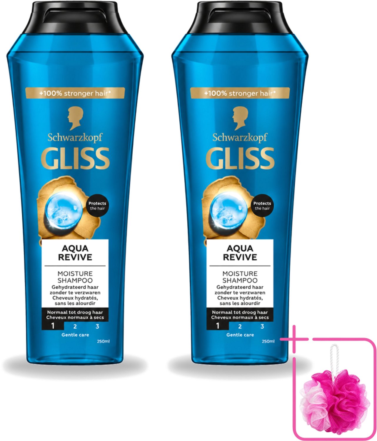 2 x Gliss - Shampoo - Aqua Revive - Voor Hydraterend en Fris Haar - 250 ml - Bulkverpakking - Hydraterend haar - Douchemop - Droog haar