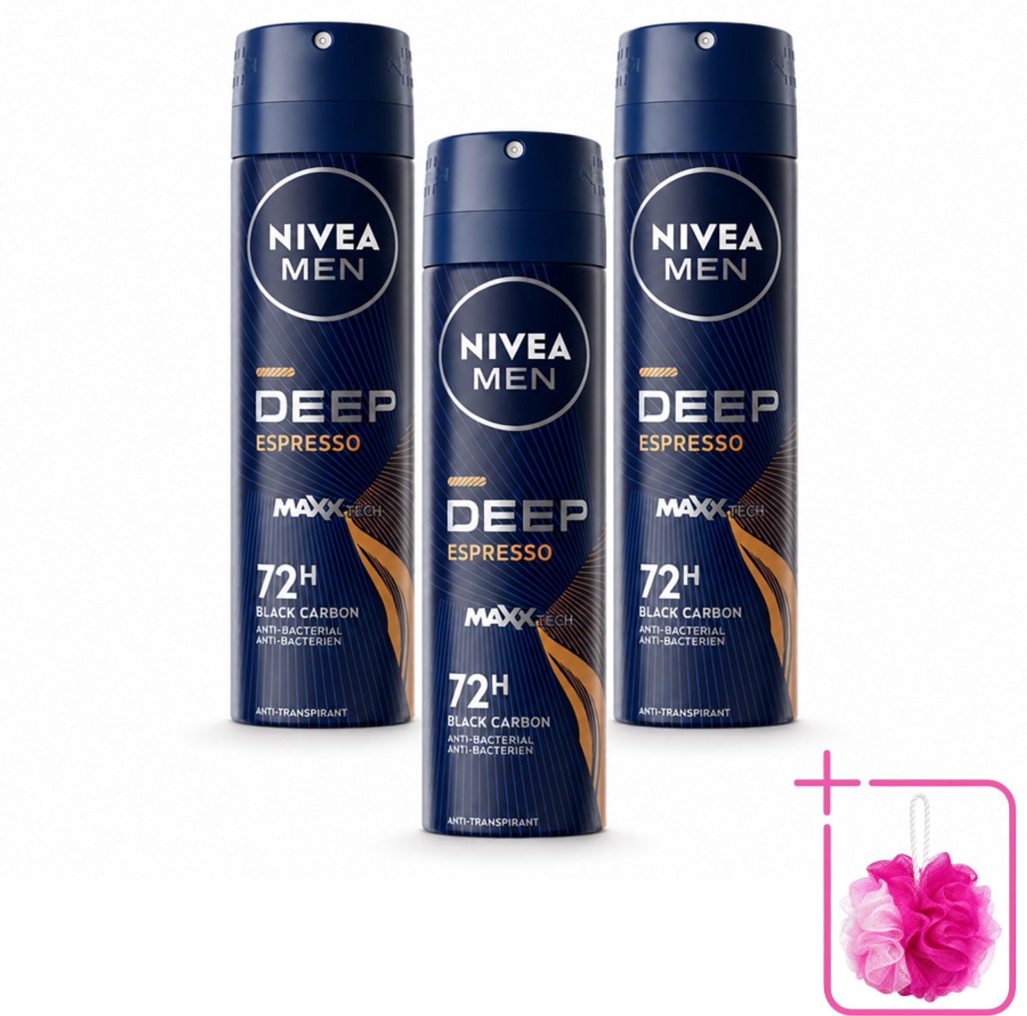3 x NIVEA MEN - Deodorant Spray - Deep Espresso - 150 ml - Bulkverpakking - Anti-transpirant spray - Zweetbehandeling