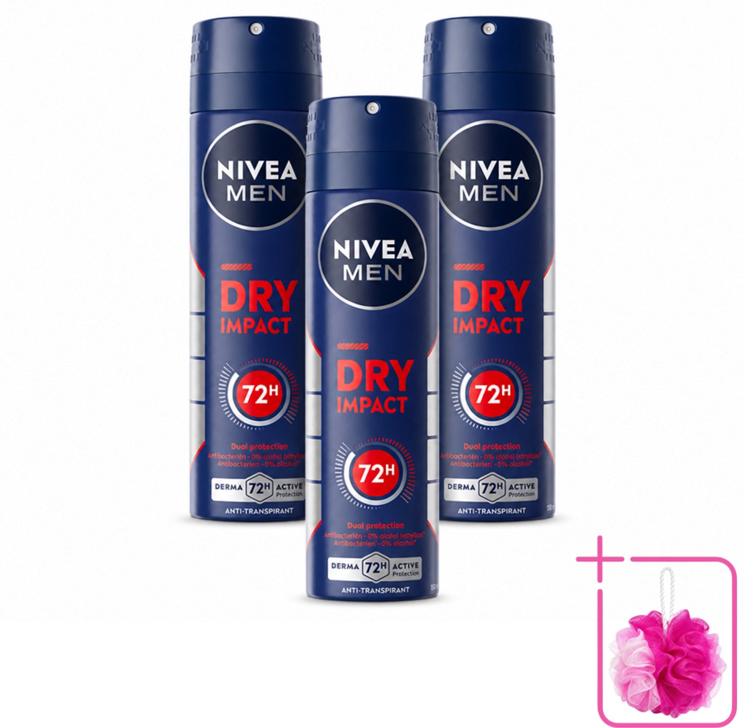 3 x NIVEA MEN - Deodorant Spray - Dry Impact - 150 ml - Bulkverpakking - Droog huidgevoel - Zweetbeheersing