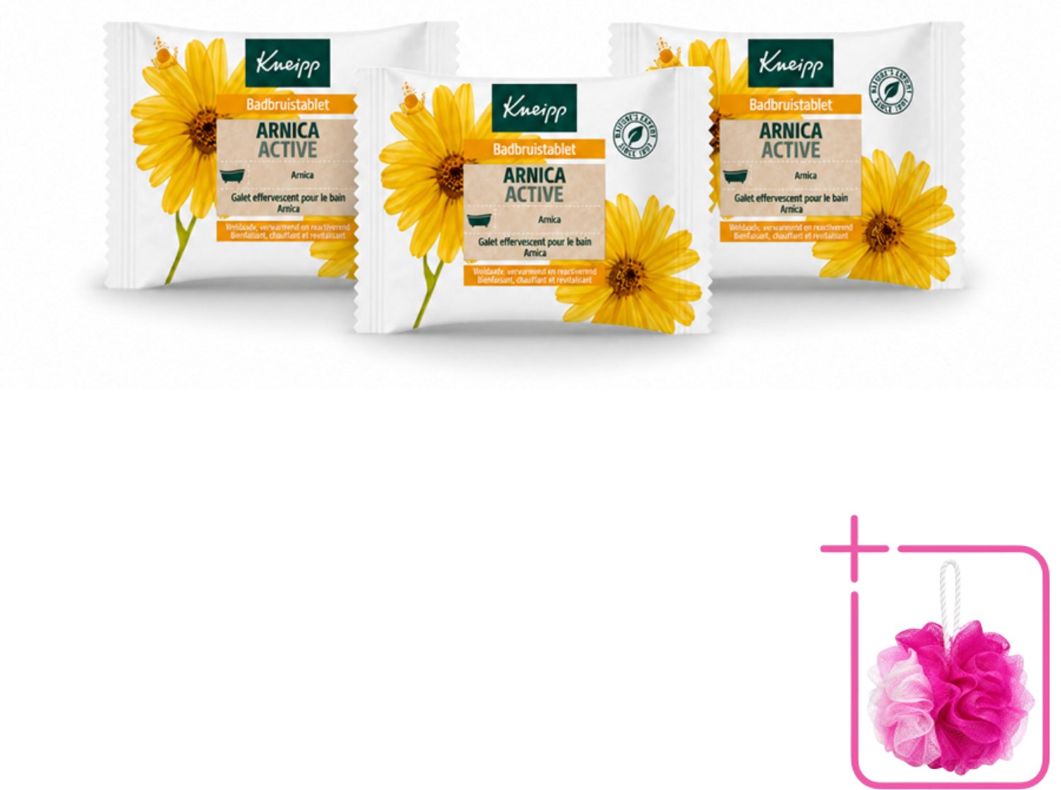 3 x Kneipp - Badbruistablet - Arnica - Bulkverpakking - Badtablet - Douchemop - Arnica