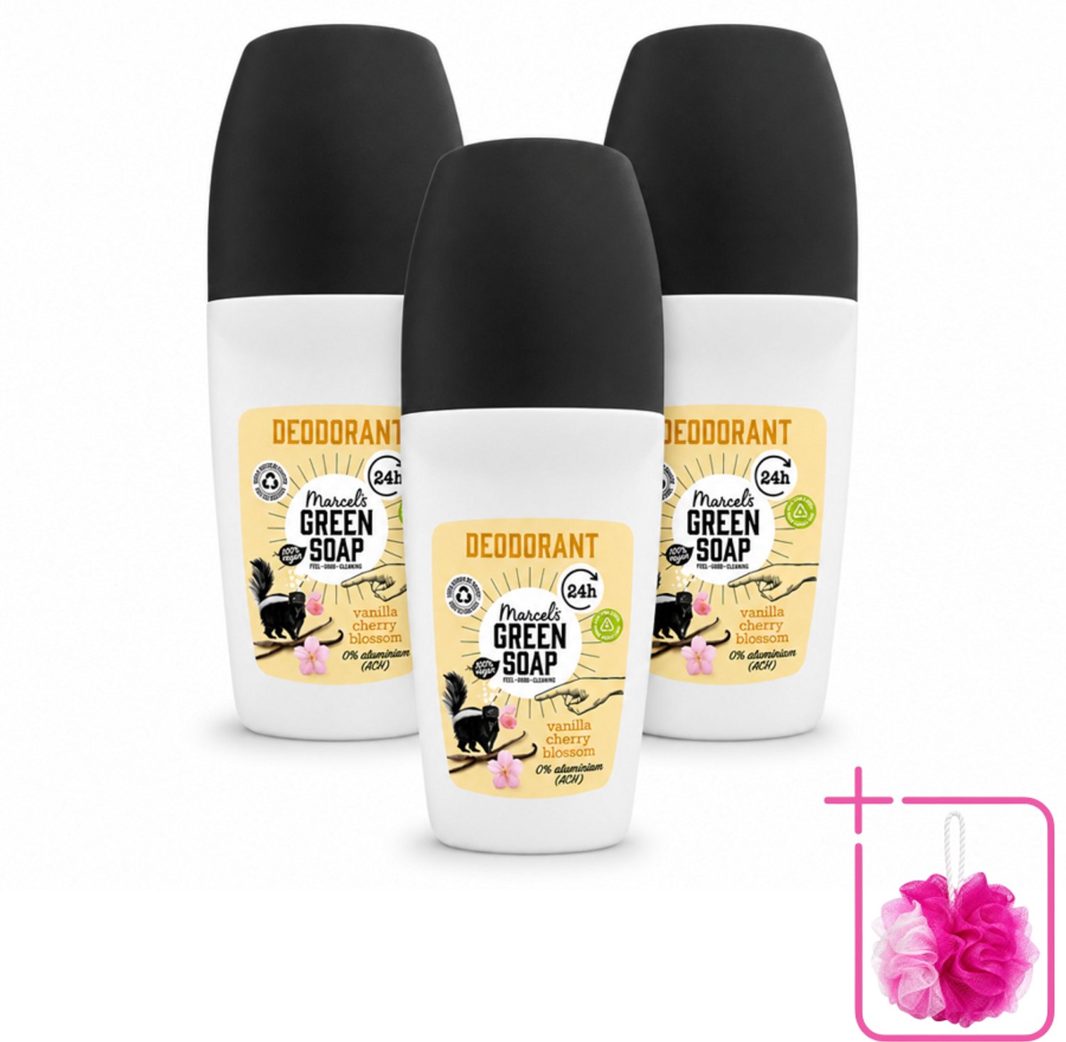 3 x Marcel's Green Soap - Deodorant Roller - Vanilla & Cherryblossom - Langdurige frisheid - 50 ml - Bulkverpakking - Deodorant - Geur